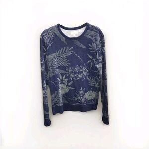 Wallace & Barnes Terry Sweatshirt Blue Floral Crew Pullover‎ Sweater Mens Small
